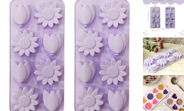Flower Chocolate Molds 2Pcs SunFlower Ice Cube Silicone Molds Purple tulip mold