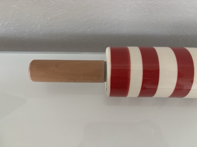 NWOT Christmas Red Striped Wood handled Rolling Pin Wondershop gallery