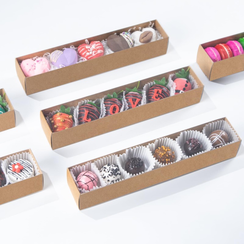 50Pack 12x2¼x2 Inch Chocolate Covered Strawberry Boxes for 6 Macaron boxes Ch... gallery