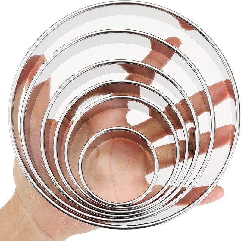 6 PCS Round Cookie Cutters (2, 3, 3.5, 4, 5, 6 Inch), Stainless Steel Biscuit Cu