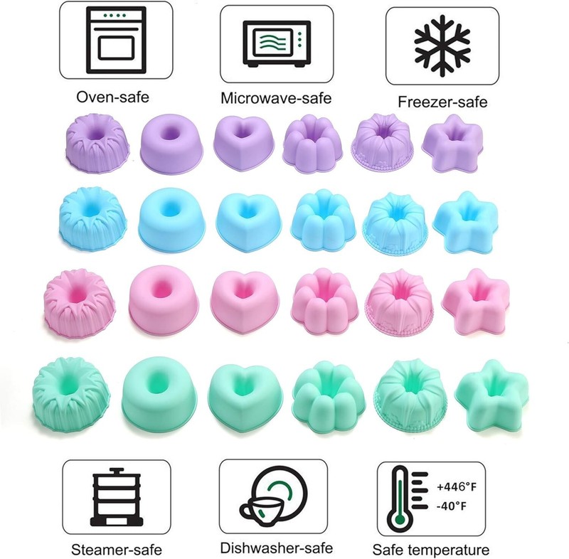 24Pack Silicone Donut Molds Baking Cups 3 Inch Nonstick Oven Safe gallery