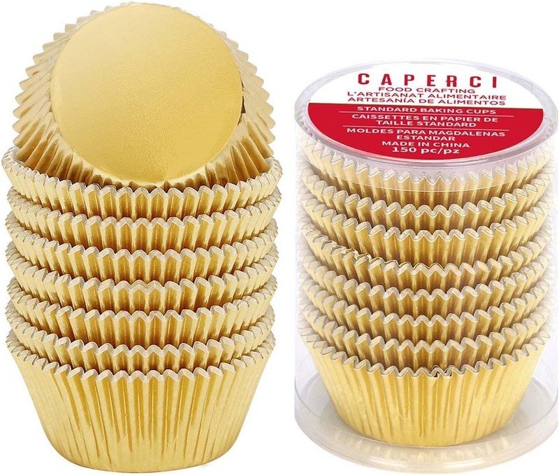 Standard Cupcake Liners Gold Foil Muffin Baking Cups 150-Pack - Greaseproof ... gallery