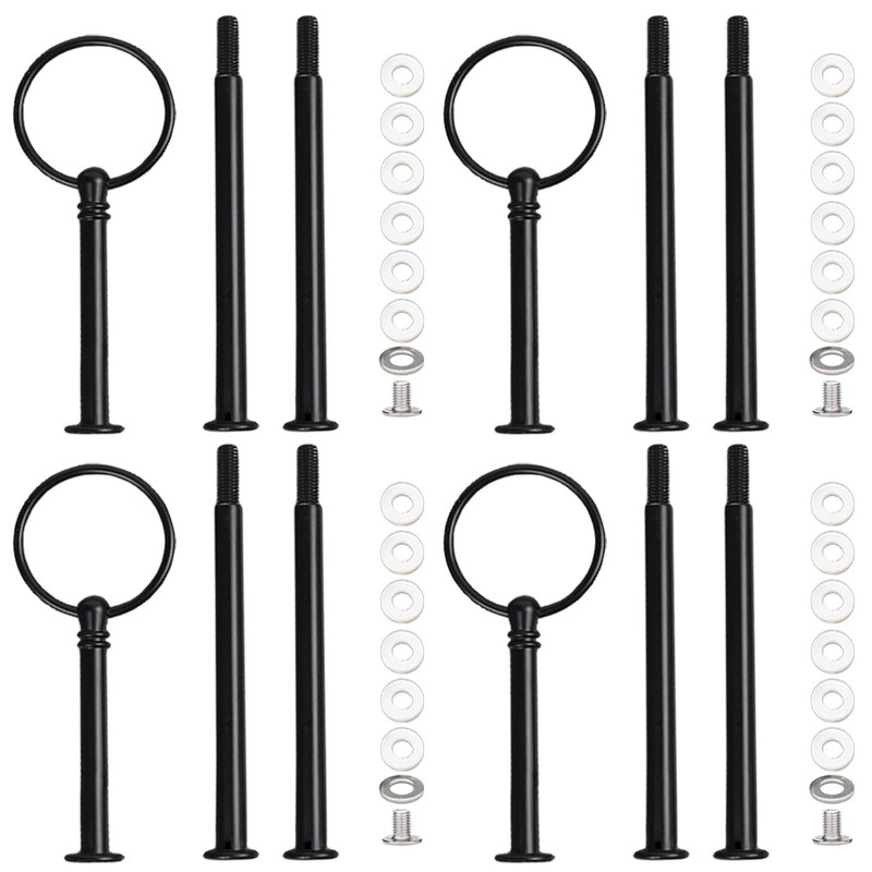 4 PCS Black Round 3Tier Cake Tray Stand Handle Center Rod Fits 13.5 Inch