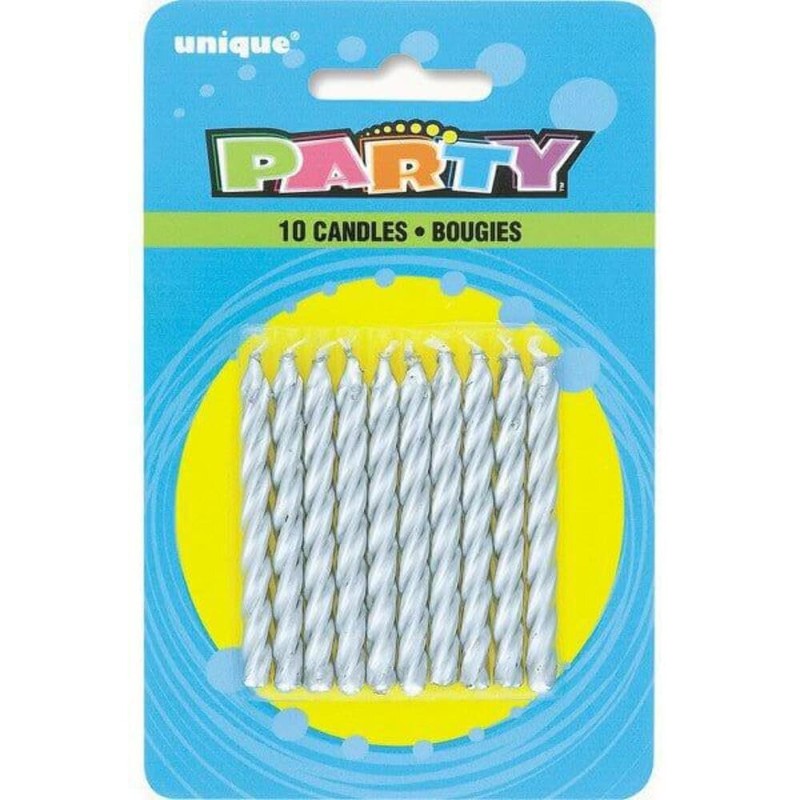 Sparking Silver Spiral Birthday Candles (Pack of 10) – Luxurious &…