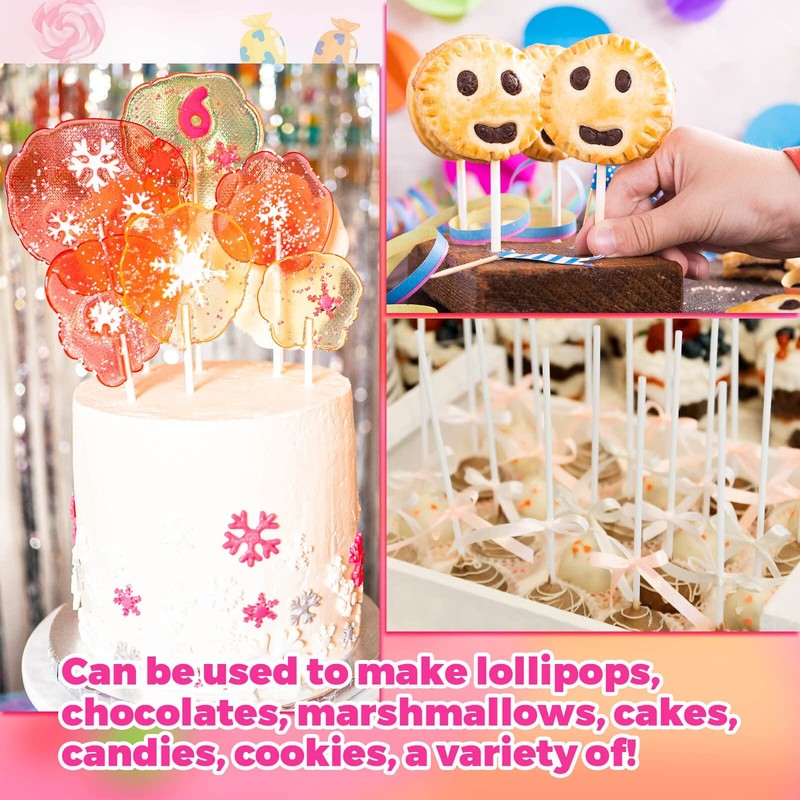 6In Cake Pop Sticks 600Pcs, Lollipop Sticks, Treat Bags, Gold Ties, White gallery