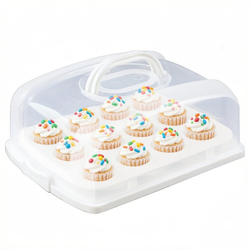 2in1 Cupcake Carrier and Cake Keeper with Lid, Rectangle Pie Carrier,Large Po…