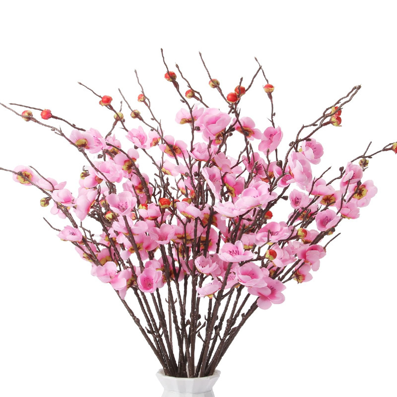 Grainbuds 20Pcs Cherry Blossom Branches Artificial Flowers For Winter Spring