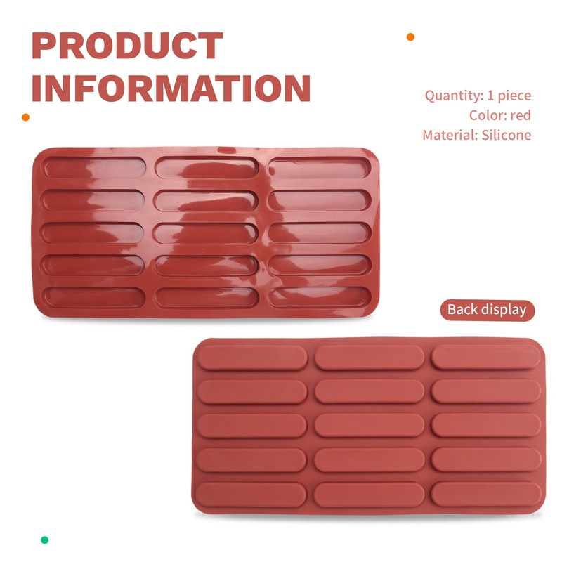 Tiramisu Finger Biscuit Silicone Mould,15 Cavities Cereal Bars Baking Mould9854 gallery