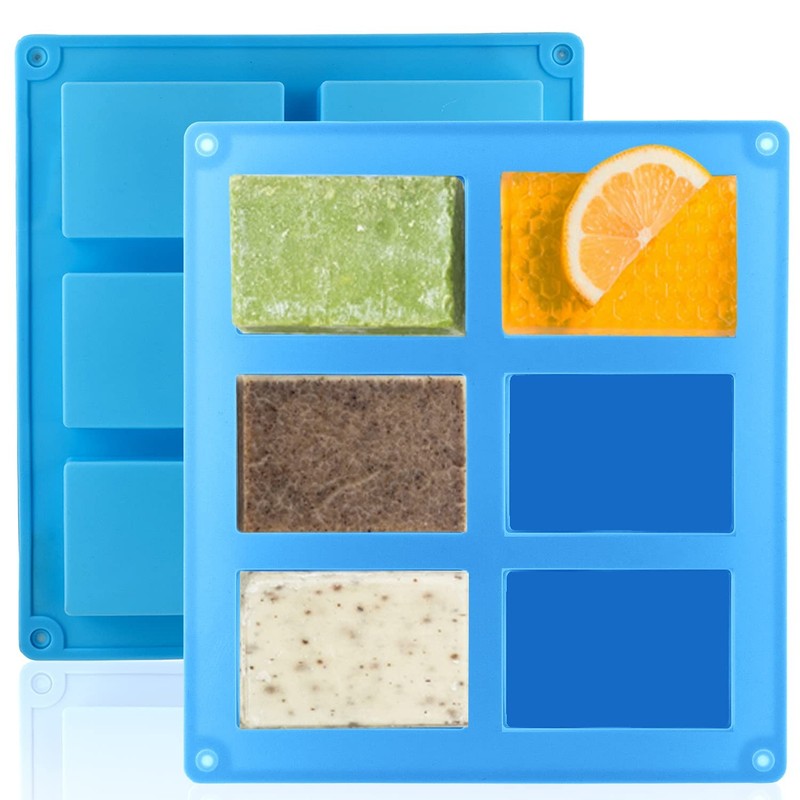 Lerykin LERYKIN 2 Pack Silicone Soap Mold, Blue - Rectangle