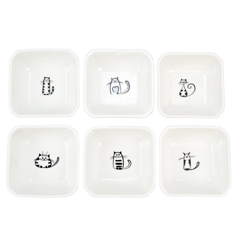 SOCOSY Super Cute Cat Ceramic Sauce 3 * 3 * 1.4 inches, Cat-Rectangle