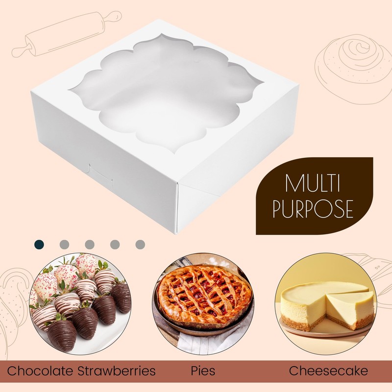 20 Pack Pie Boxes for 9 Inch Pie 9x9x3 in Bakery Boxes with Window Strawberry... gallery