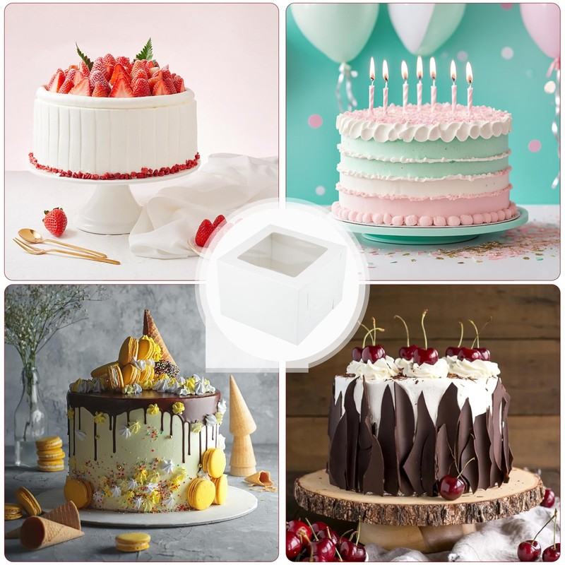 Large Baking Boxes,Set of 10 12x12x8 Inch with Window and 10 Cake Boards,Stik... gallery