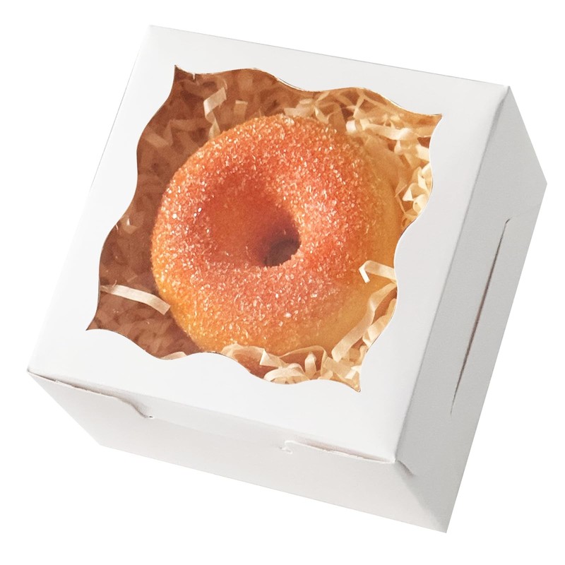 30 PCS White Small Bakery Macaron Donut Pastry Cookie Boxes Window 4x4x2.5