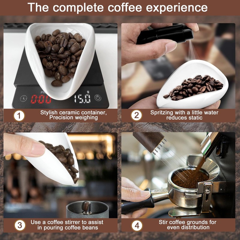 Coffee Bean Dosing Cup and RDT Spray Bottle, Espresso Stirrer 6 Black gallery