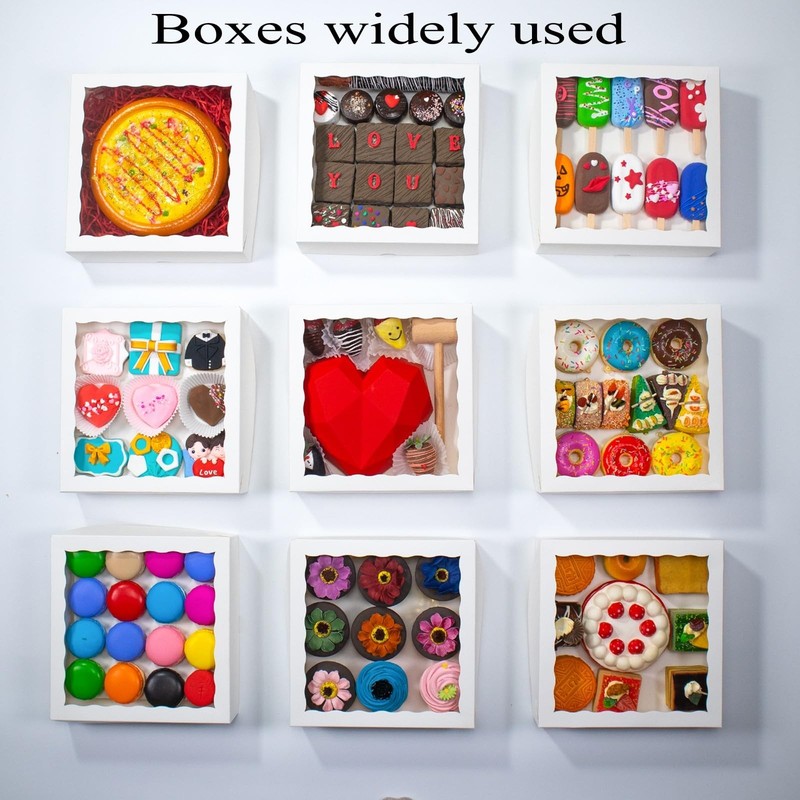 14pcs 9x9x2.5 Inches Bakery Boxes with Window for Pie, Breakable Heart, Choco... gallery