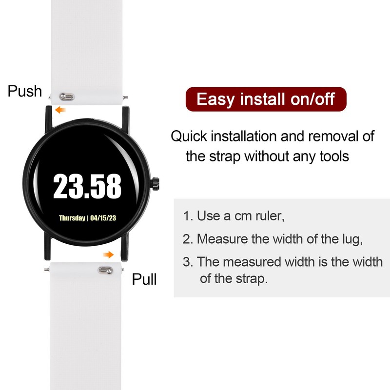 14mm Silicone Strap Black Buckle Quick Release for White Watch gallery