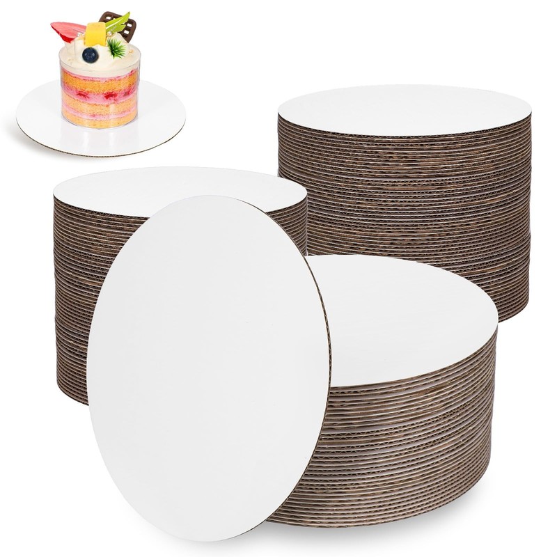 100 Pack 6 Inch Cake Boards Round White Cardboard Cake Circles Disposable