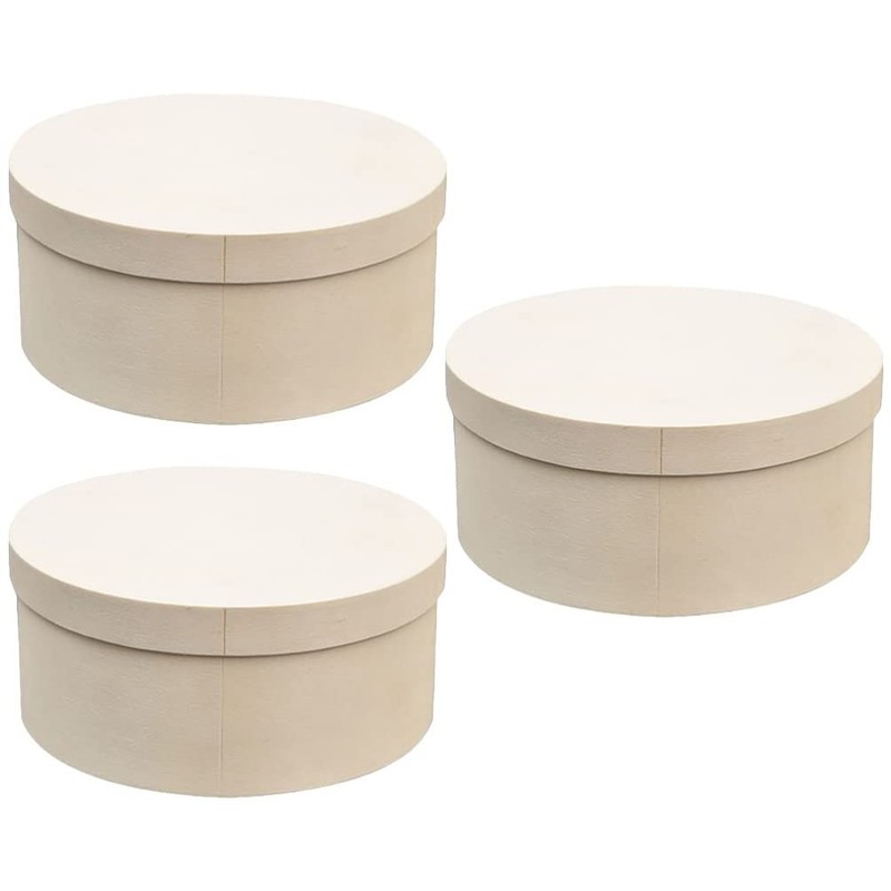 Cupcake Containers Cupcake Containers 3 Pcs Round Wooden Box with Lid Wood St…
