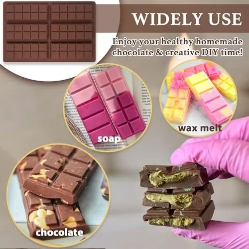 2pcs 6in1 Chocolate Bar, wax, soap Mold,Non-Stick, 100% Food Grade Silicone gallery