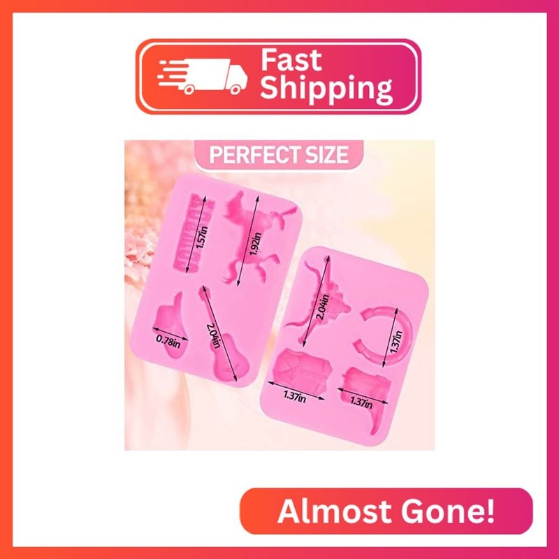 Hoolerry Set of 8 Bull Head Silicone Molds Feather Arrow Boot Horseshoe Hoof Fon gallery