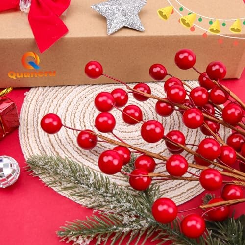 10 Pcs Artificial Red Berries Stems 13.5" Christmas Holly Berry 13.5inch 10 gallery