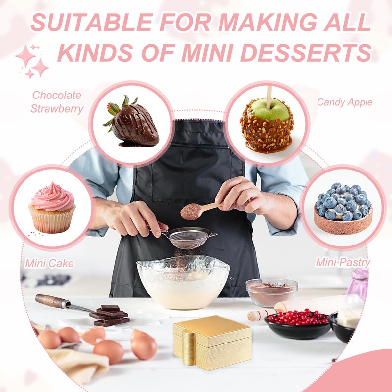 50 Pcs Mini Cake Boards, 3.9 Inch Rectangular Mousse Cake Base, Gold gallery