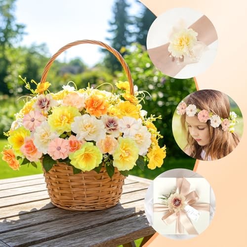 210 Pcs Mini Silk Flower Heads Small Fake Rose Daisy Faux Flowers Bulk Yellow gallery