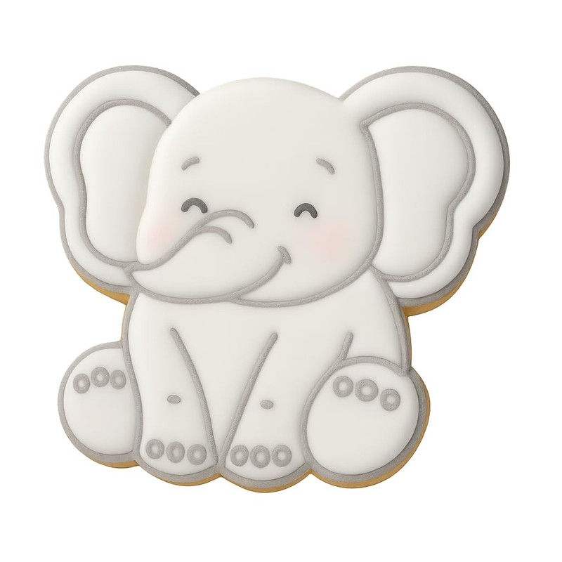 Kawaii Baby Elephant Cookie Cutter - 4x3.75" Premium Kids Party Baking Tool gallery