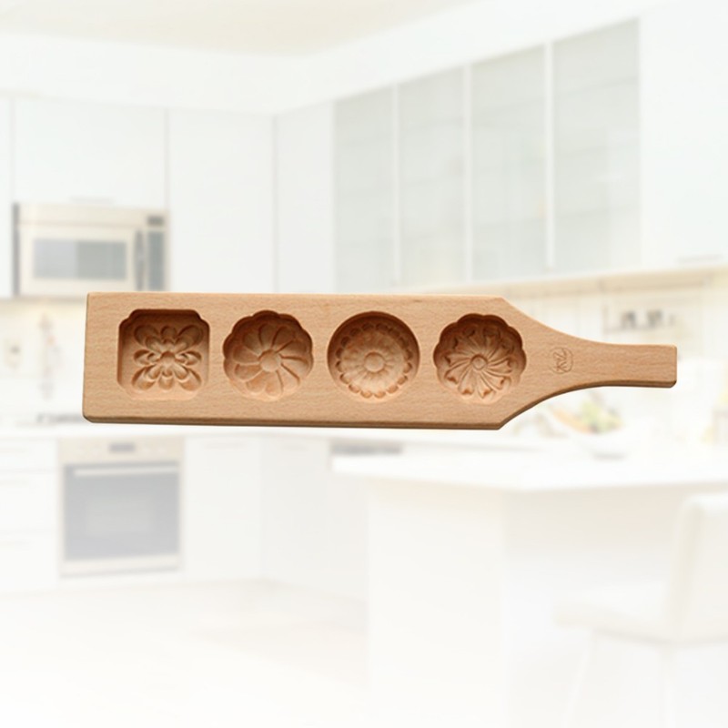4 Flowers Cookie Molds for Baking Cookies Cake Wood Biscuit Moulds gallery