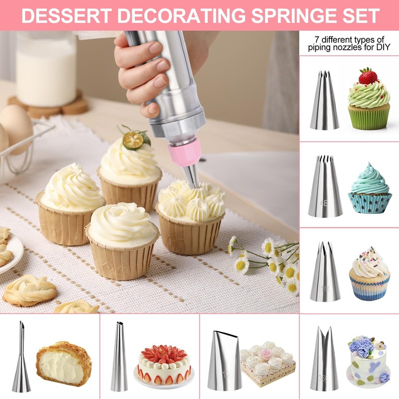 Dessert Decorating Set, Stainless Frosting Piping Kit with 7 Piping Tips & 7 ... gallery