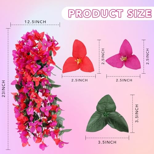 Artificial Bougainvillea Flowers for Outdoor Plant,2 pcs Faux 2p Multiple Red gallery