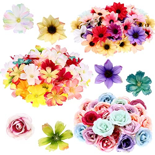 100 Pcs Small Fake Flowers for Crafts Mini Artificial Flower Heads Bulk for