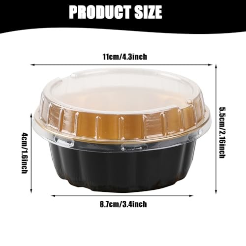 100 Pcs 8 oz Aluminum Foil Cup with Lids Disposable Ramekins Black, Gold, 8 oz gallery