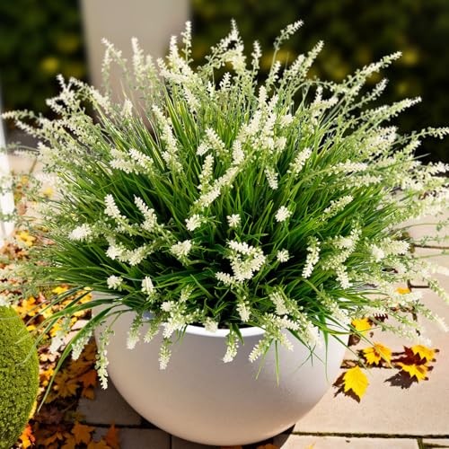 Artificial Faux Plants Flowers for Outdoor Decorations, Fake 12 Pcs White gallery