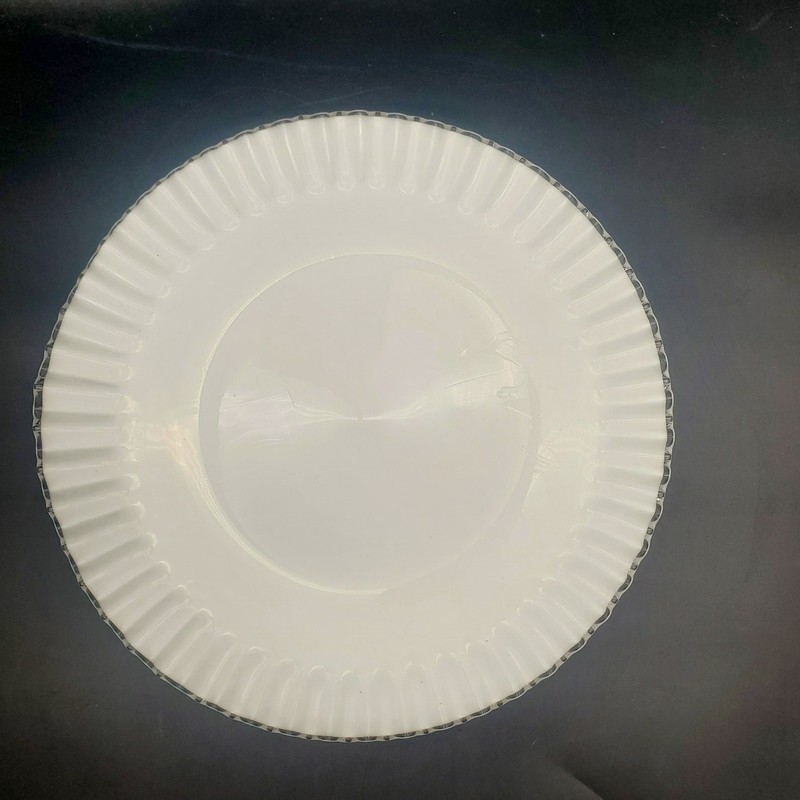 Vintage Fenton Silver Crest Milk Glass Pedestal Cake Stand 12.5" Ruffled Edge gallery