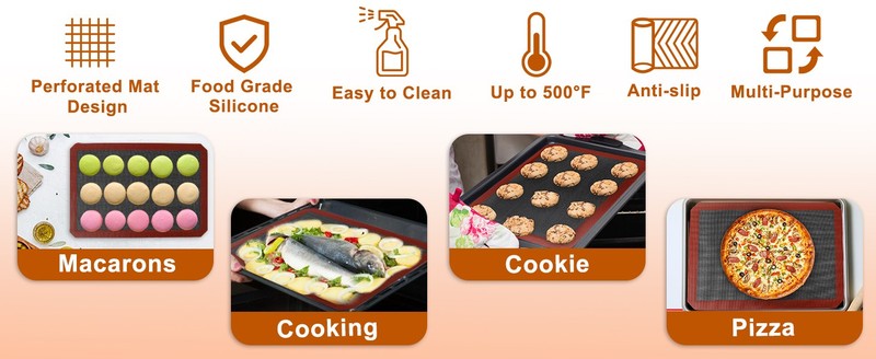 15.7"x11.8" Perforated Baking Mats, Non-Stick Hollow Out Silicone Mat, Reusable gallery
