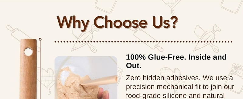 10.7" Silicone Jar Spatula with Natural Beechwood Handle, Removable gallery
