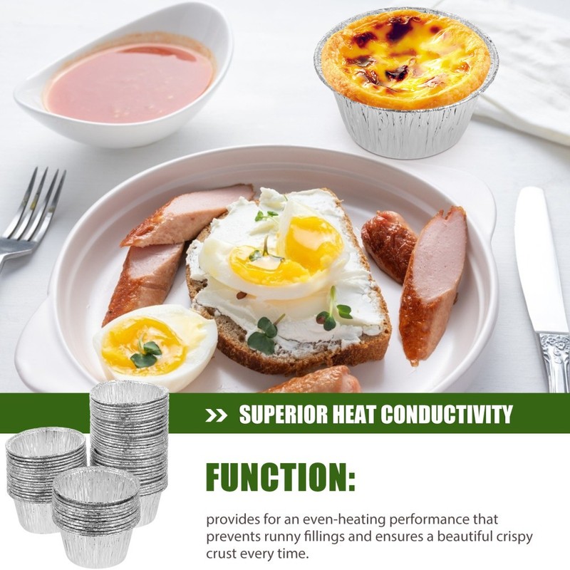 100 Pcs Aluminum Foil Baking Cup Round Egg Tart Molds Cups Muffin Tins gallery