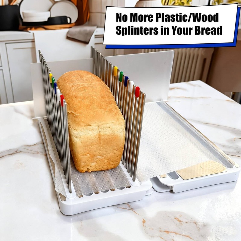 Stainless Steel Bread Slicer for Homemade Bread, Bread Slicing Guide with 20 ... gallery
