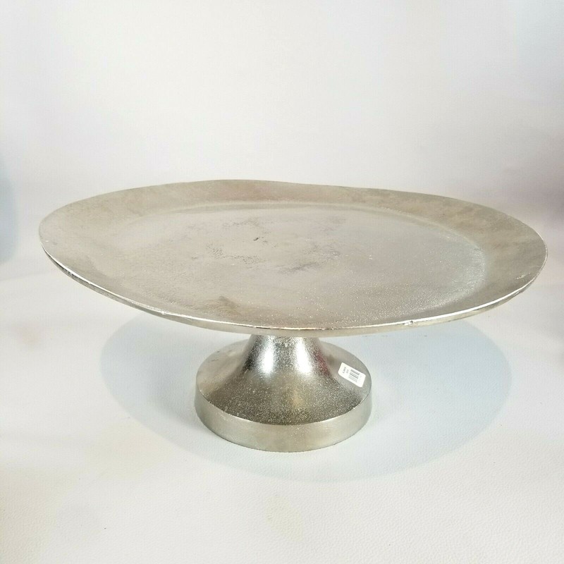 Modern Brushed Nickel Footed Cake Stand 14″ Diameter