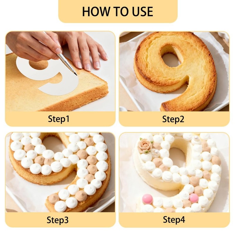 9 PCS 12 Inch Number Cake Mold 08 Stencil Flat Plastic Numerical Templates gallery