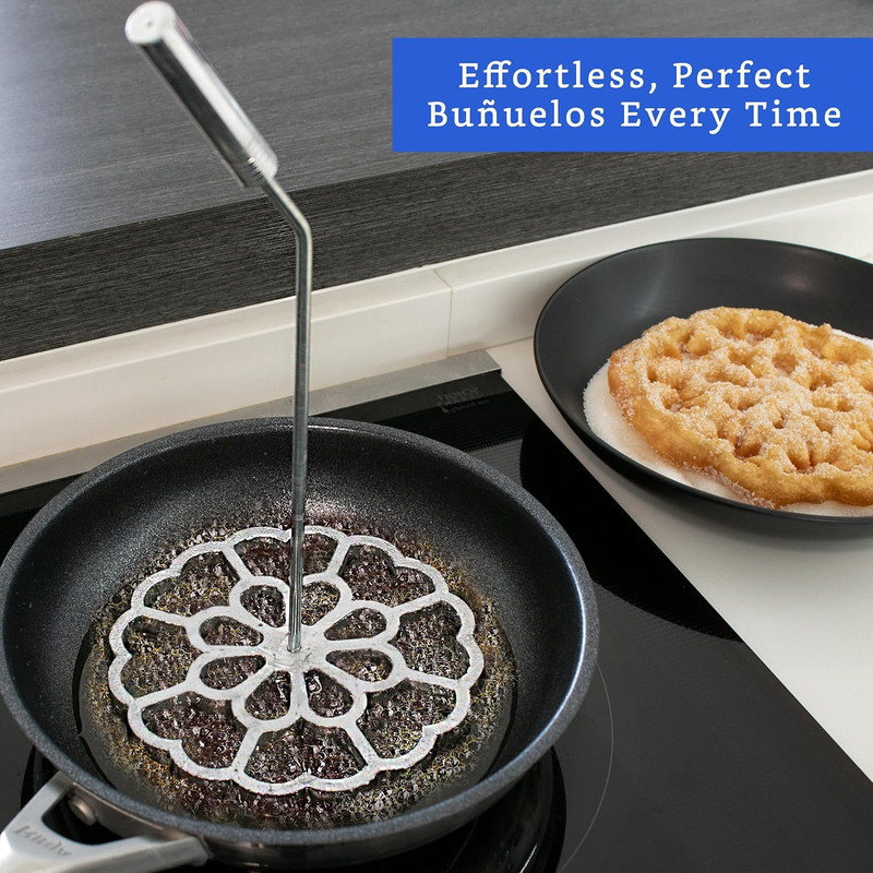 5.7" Bunuelos Mold Rosette Iron Flower Fry Mold Cast Aluminum Handle gallery