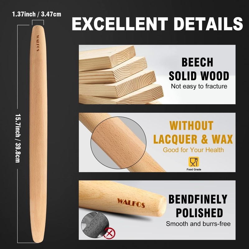 Non-Stick Beech Wood Rolling Pin with Silicone Baking Mat - Perfect Baking Duo gallery