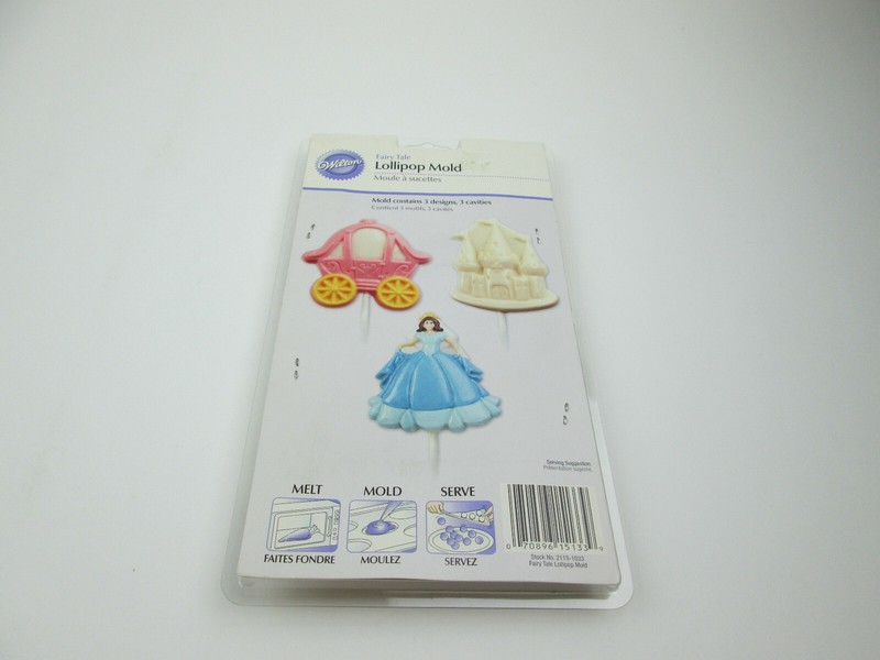 Wilton Candy Lollipop Mold Fairy Tale 3 Designs Castle Princess Carriage Clear