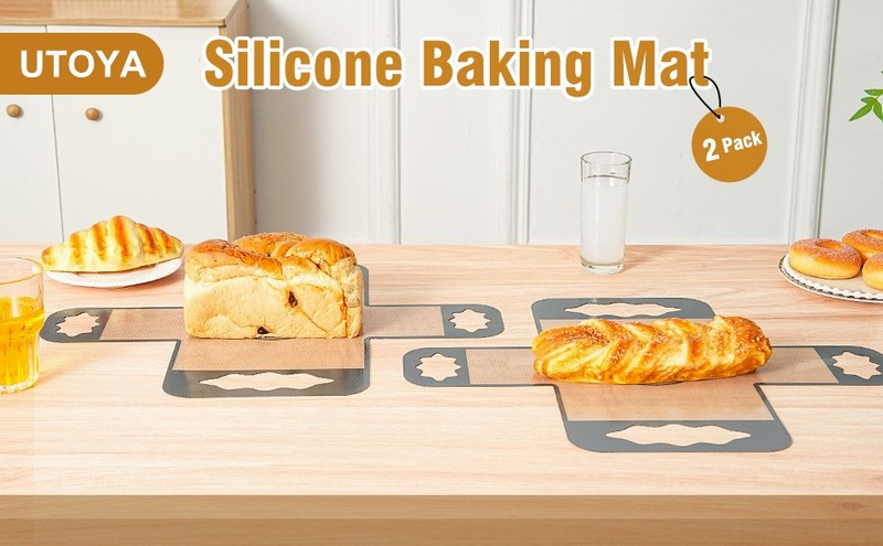 2 Pcs Reusable Silicone Bread Loaf Pan Liner, Food Grade BPA Bread Baking Mat, gallery