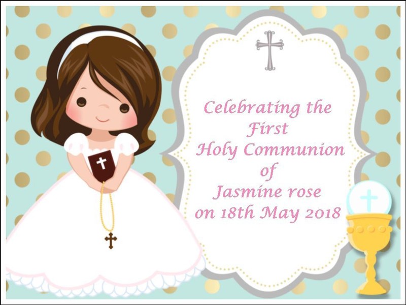 Girls Personalised First Holy Communion Edible Icing Cake Topper Decoration A4