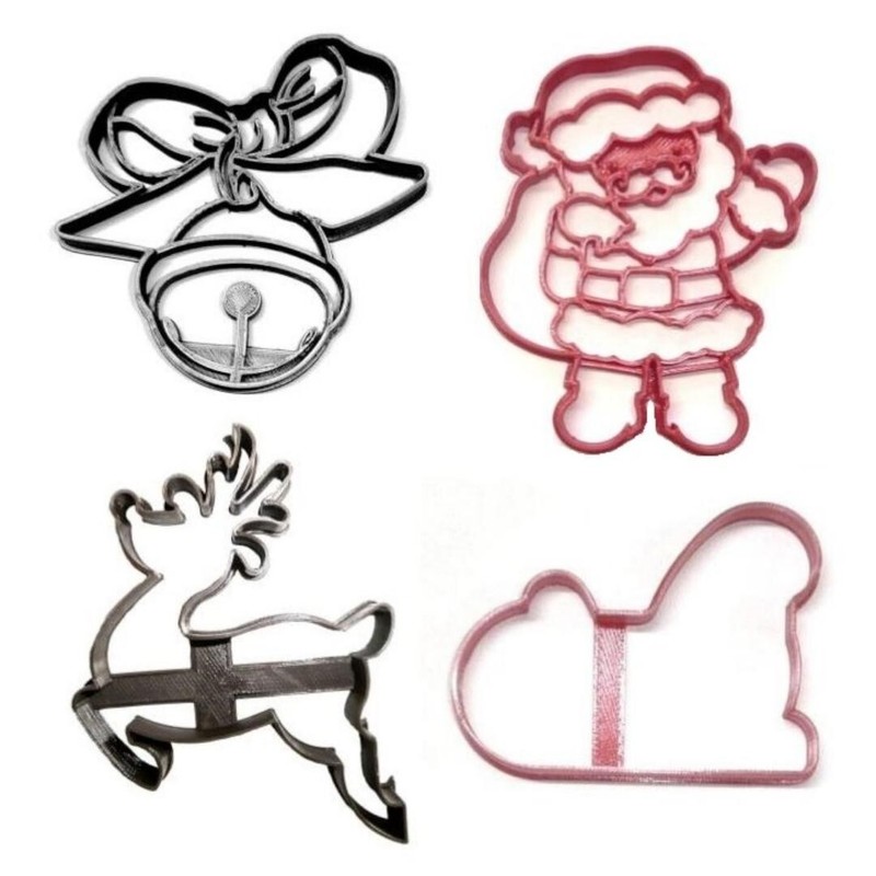 SANTA CLAUS AND REINDEER SLEIGH SET OF 4 COOKIE CUTTERS MADE IN USA PR1625