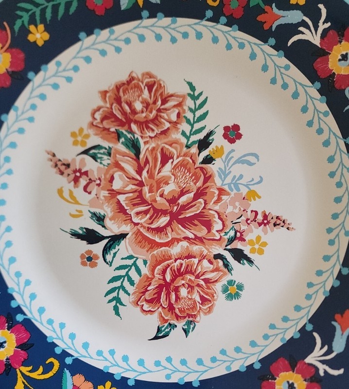 Pioneer Woman ~ 5.25" x 11.75" ~ Enamel ~ Pie ~ Cake Plate ~ KEEPSAKE FLORAL gallery