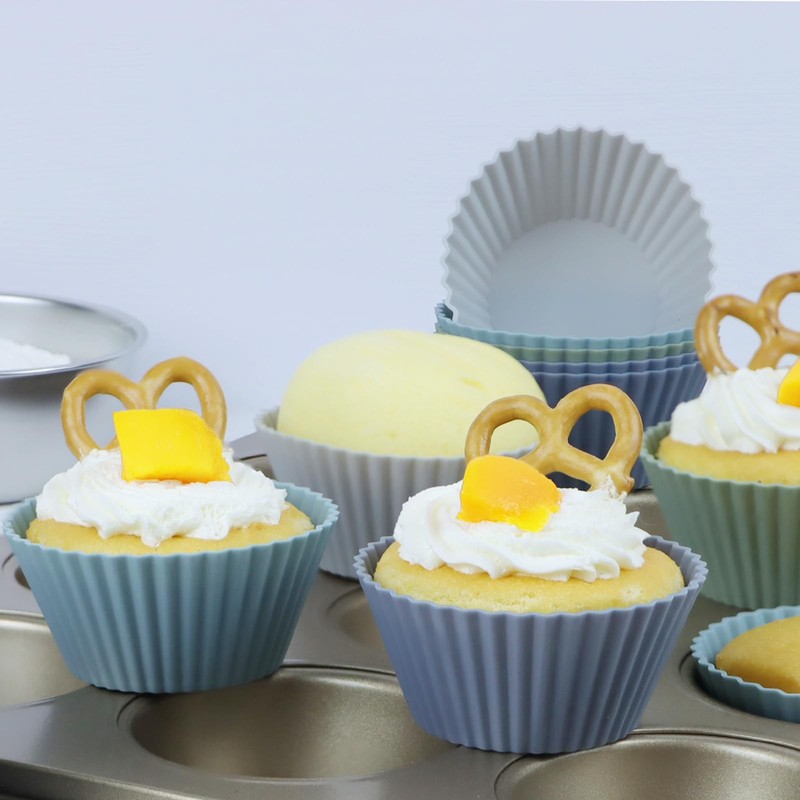 Large Silicone Muffin Cups, 12 Pack Reusable Cupcake Liners Jumbo Size gallery