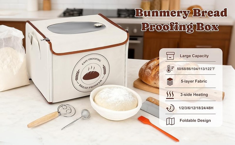 Bread Proofing Box with Temperature Control & Timer, Foldable Dough gallery
